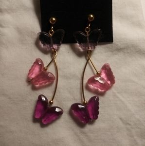 Vintage 80's Lucite Butterfly Earrings